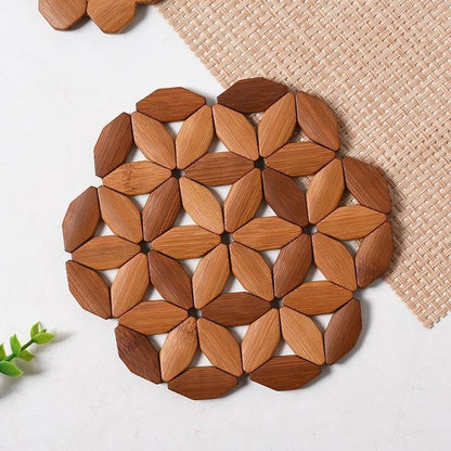 Round Wooden Pot Stand 24cm - Solid Wood Heat Resistant Table Protector for Kitchen & Dining Room V1258-DP02-BOL-27