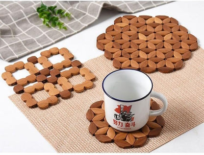 Round Wooden Pot Stand 24cm - Solid Wood Heat Resistant Table Protector for Kitchen & Dining Room V1258-DP02-BOL-27