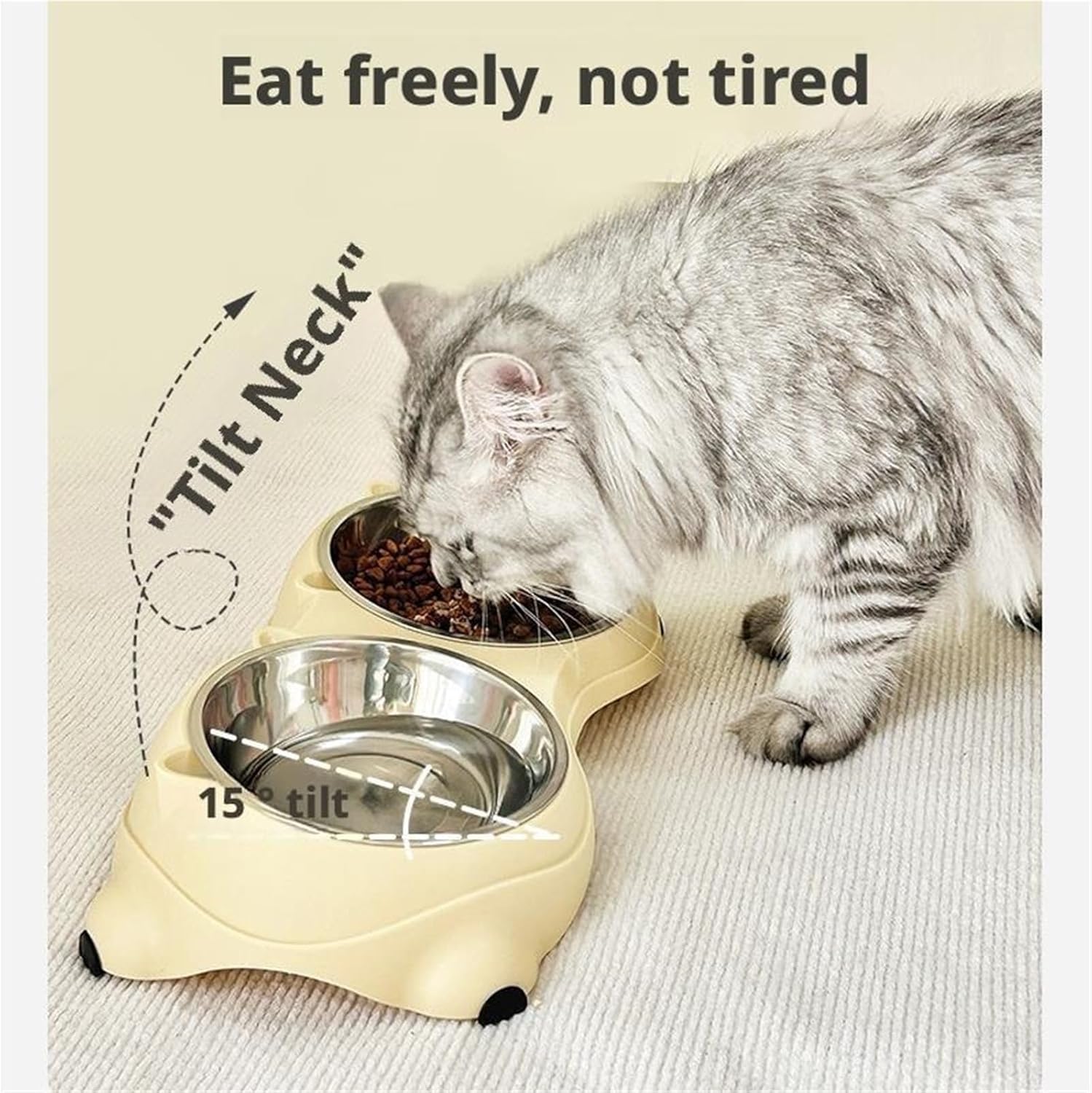 Cat Food Bowl - 1 Piece - Spillproof Pet Bowl - Double Layer Design for Cats V1258-DP02-BOL-270