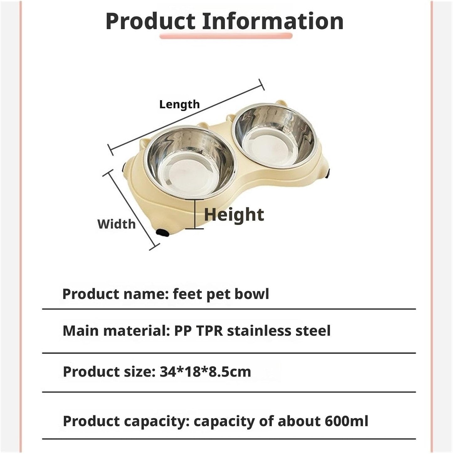 Cat Food Bowl - 1 Piece - Spillproof Pet Bowl - Double Layer Design for Cats V1258-DP02-BOL-270