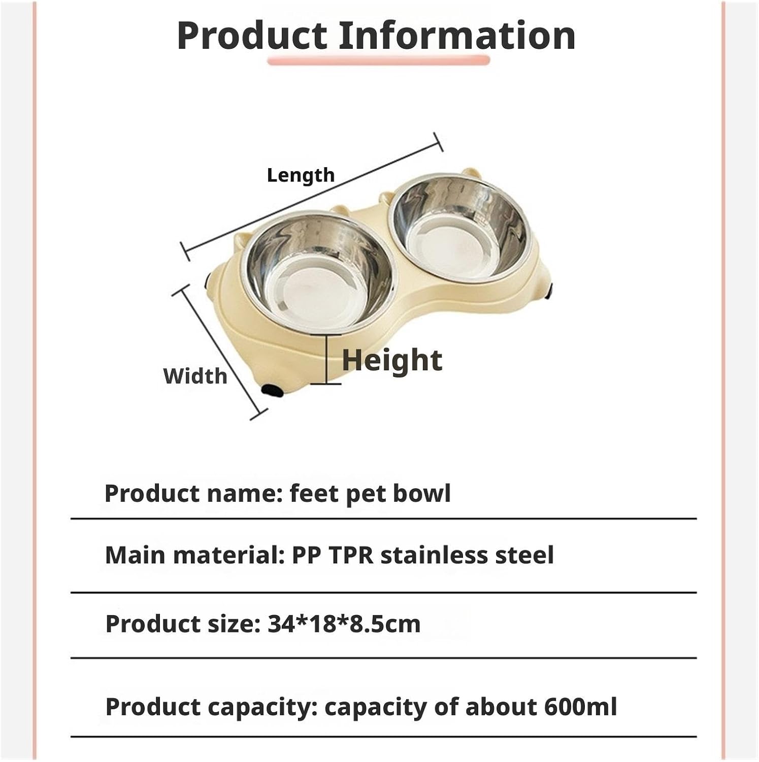 Cat Food Bowl - 1 Piece - Spillproof Pet Bowl - Double Layer Design for Cats V1258-DP02-BOL-270