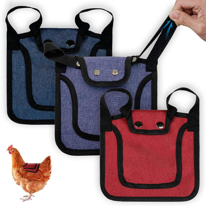 3 Piece Chicken Saddle Set Red/Blue/Purple Elastic Strap Back and Side Protection Poultry Accessories V1258-DP02-BOL-272
