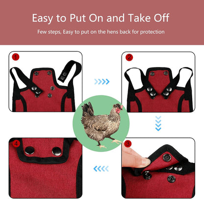 3 Piece Chicken Saddle Set Red/Blue/Purple Elastic Strap Back and Side Protection Poultry Accessories V1258-DP02-BOL-272