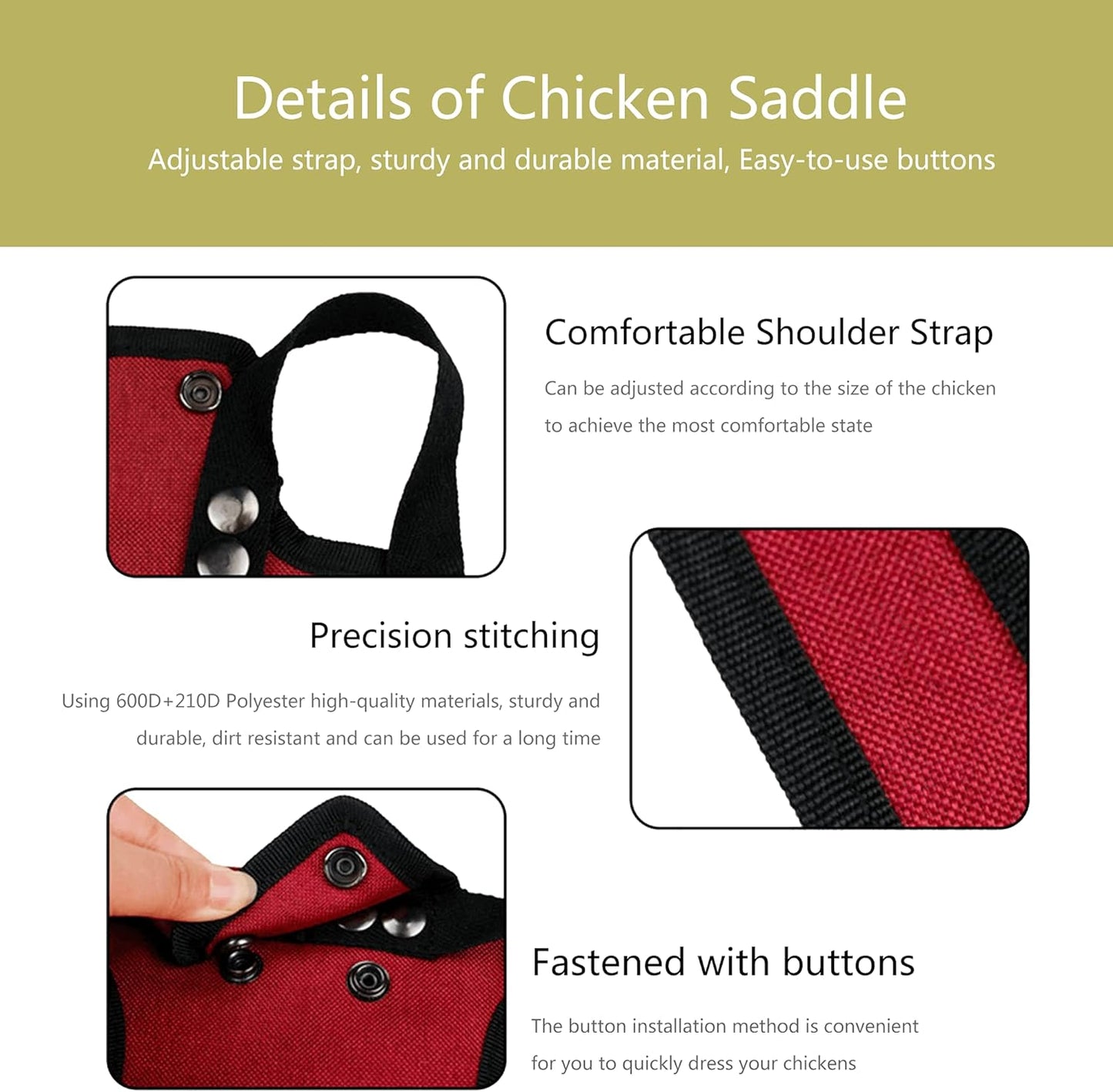 3 Piece Chicken Saddle Set Red/Blue/Purple Elastic Strap Back and Side Protection Poultry Accessories V1258-DP02-BOL-272