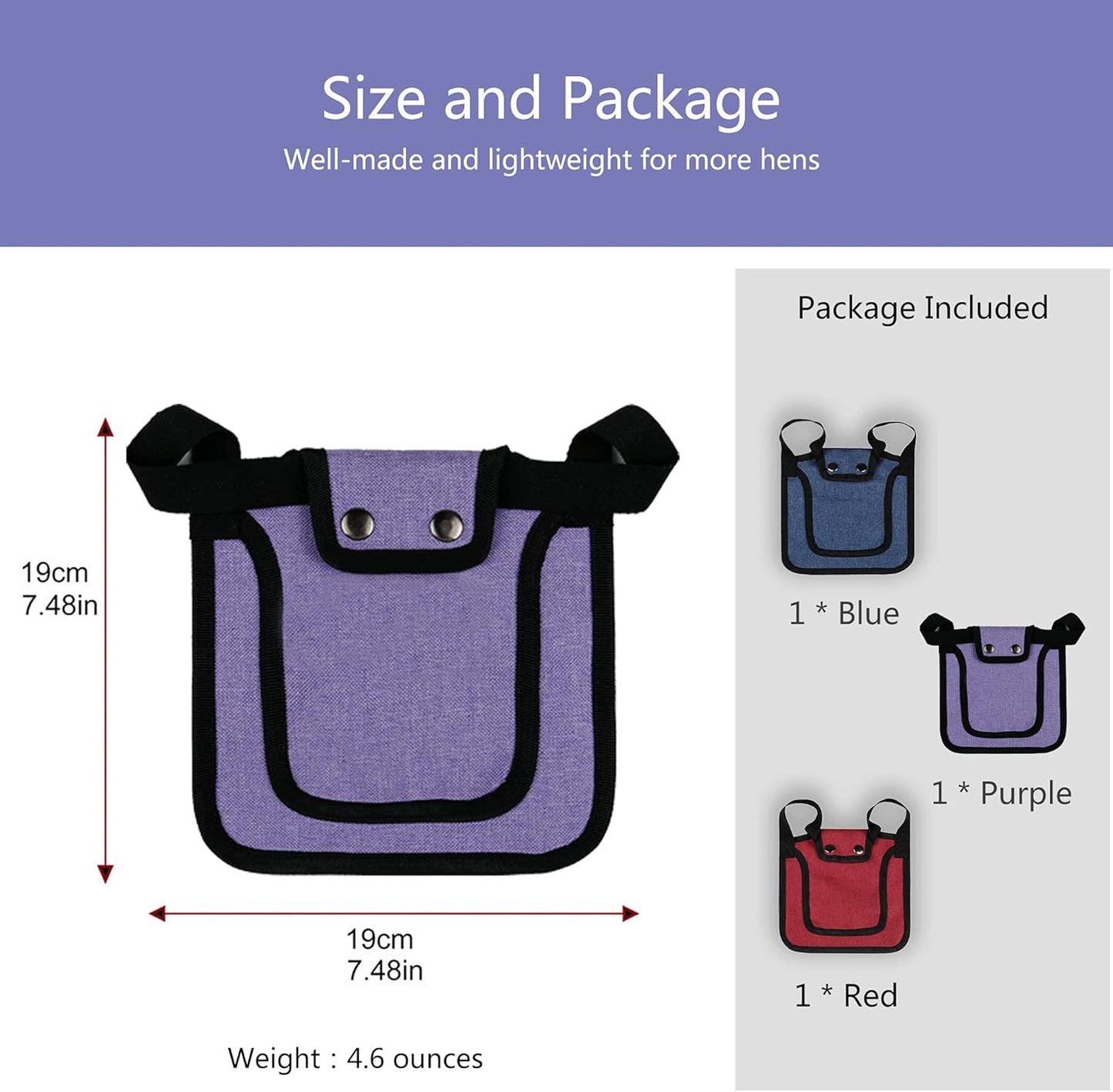 3 Piece Chicken Saddle Set Red/Blue/Purple Elastic Strap Back and Side Protection Poultry Accessories V1258-DP02-BOL-272