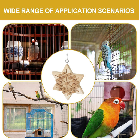 Portable Bird Cage Toy Parrot Chew Plug - Natural Cork Wooden Toy with Tiger Skin Texture for African Grey V1258-DP02-BOL-273
