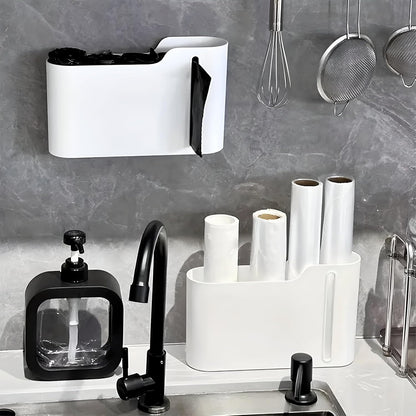 Multifunctional Wall-Mounted Storage Rack Set No Drilling Required Trash Bag Holder Bathroom Dispenser V1258-DP02-BOL-283