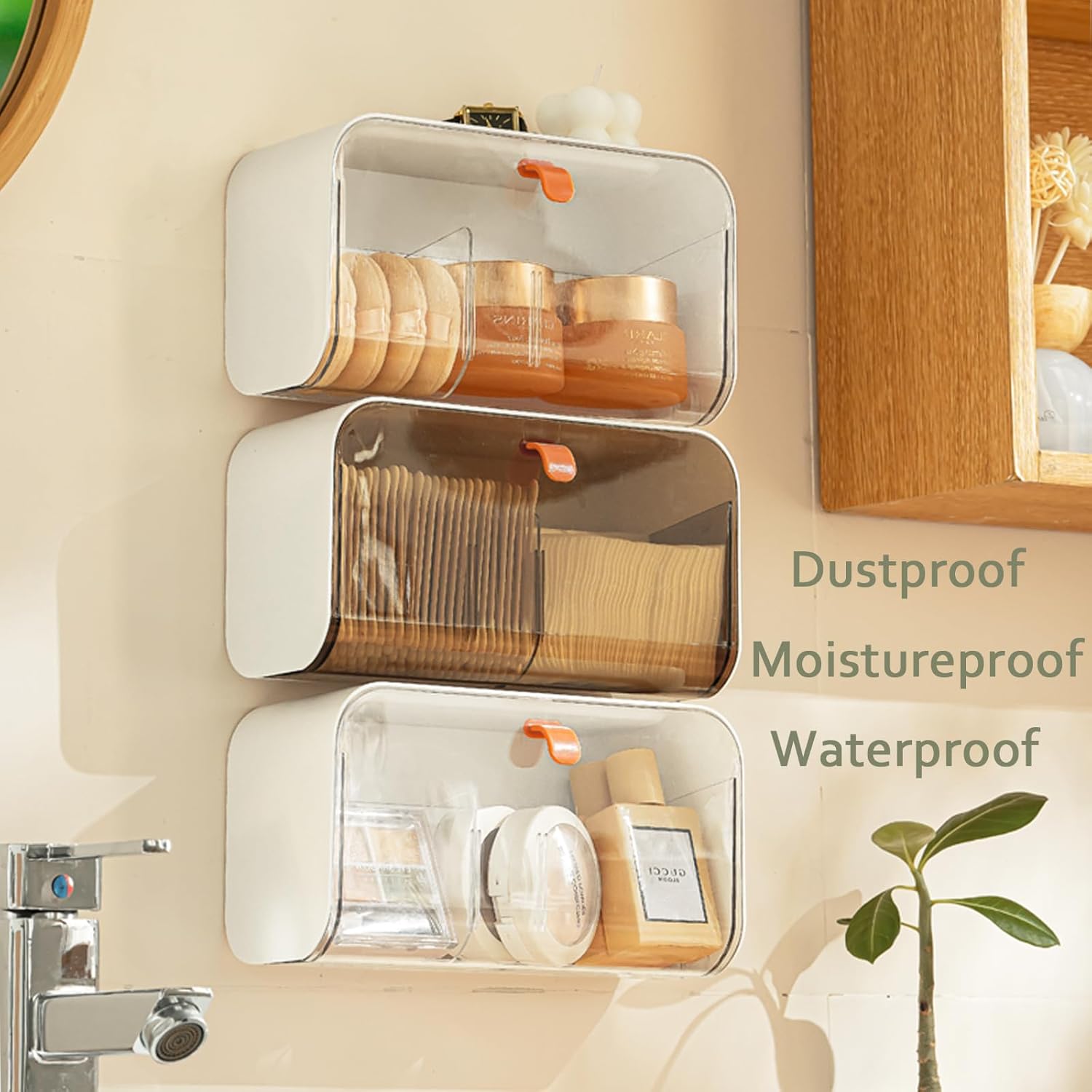 White Storage Box with Lid for Cotton Swabs Cotton Pads Toothpicks Household Organizer V1258-DP02-BOL-285