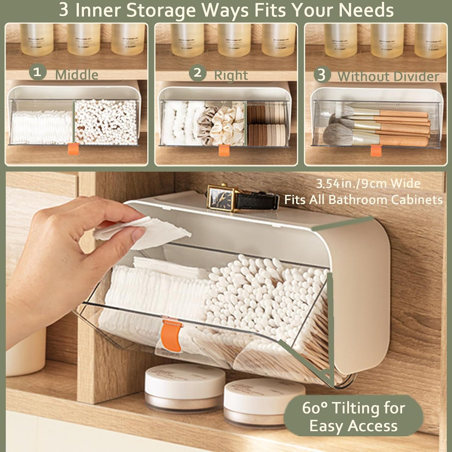 White Storage Box with Lid for Cotton Swabs Cotton Pads Toothpicks Household Organizer V1258-DP02-BOL-285