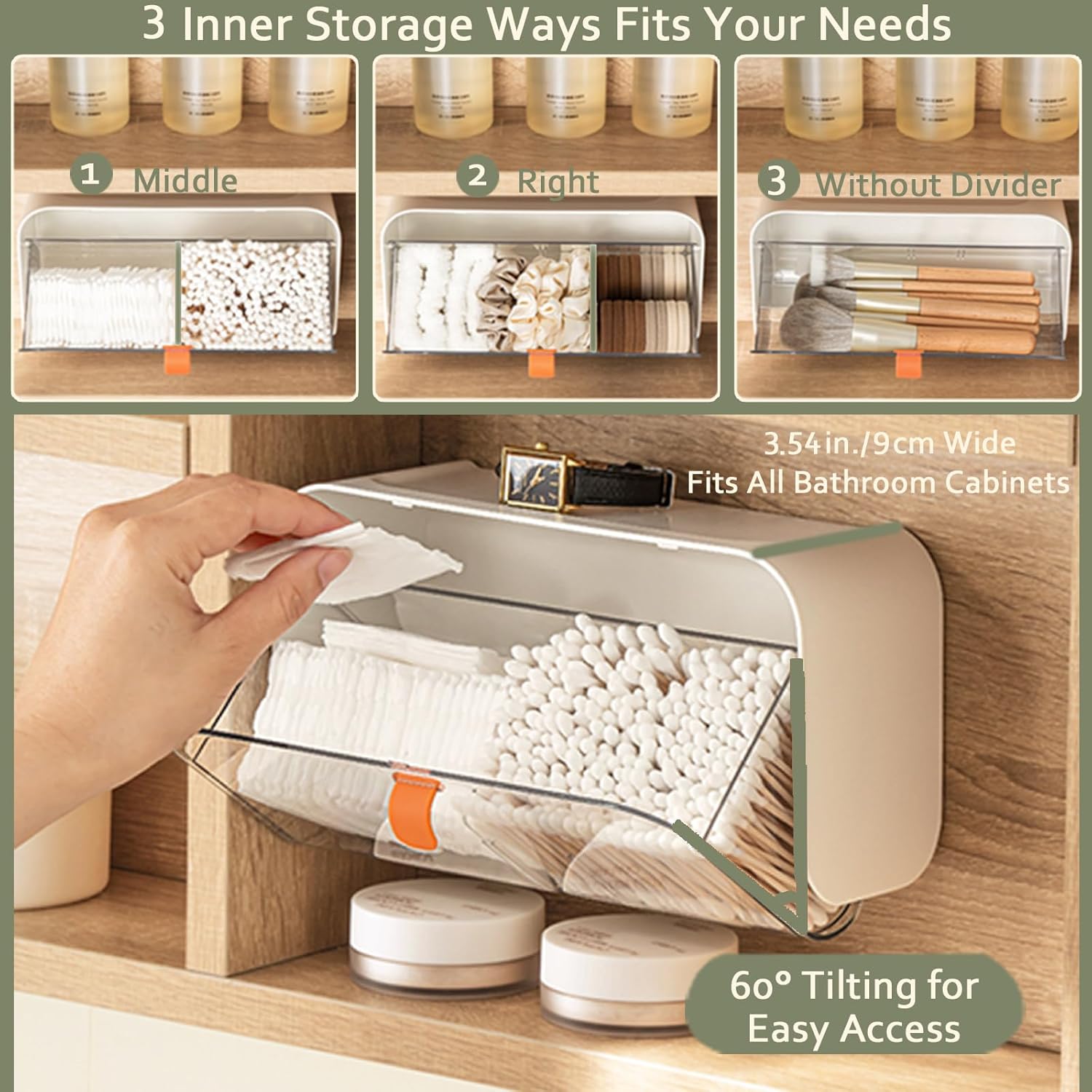 White Storage Box with Lid for Cotton Swabs Cotton Pads Toothpicks Household Organizer V1258-DP02-BOL-285