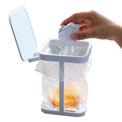 White Kitchen Bedroom Trash Can Rack - 1 Piece Waste Bin Holder for Home Kitchen Use V1258-DP02-BOL-286