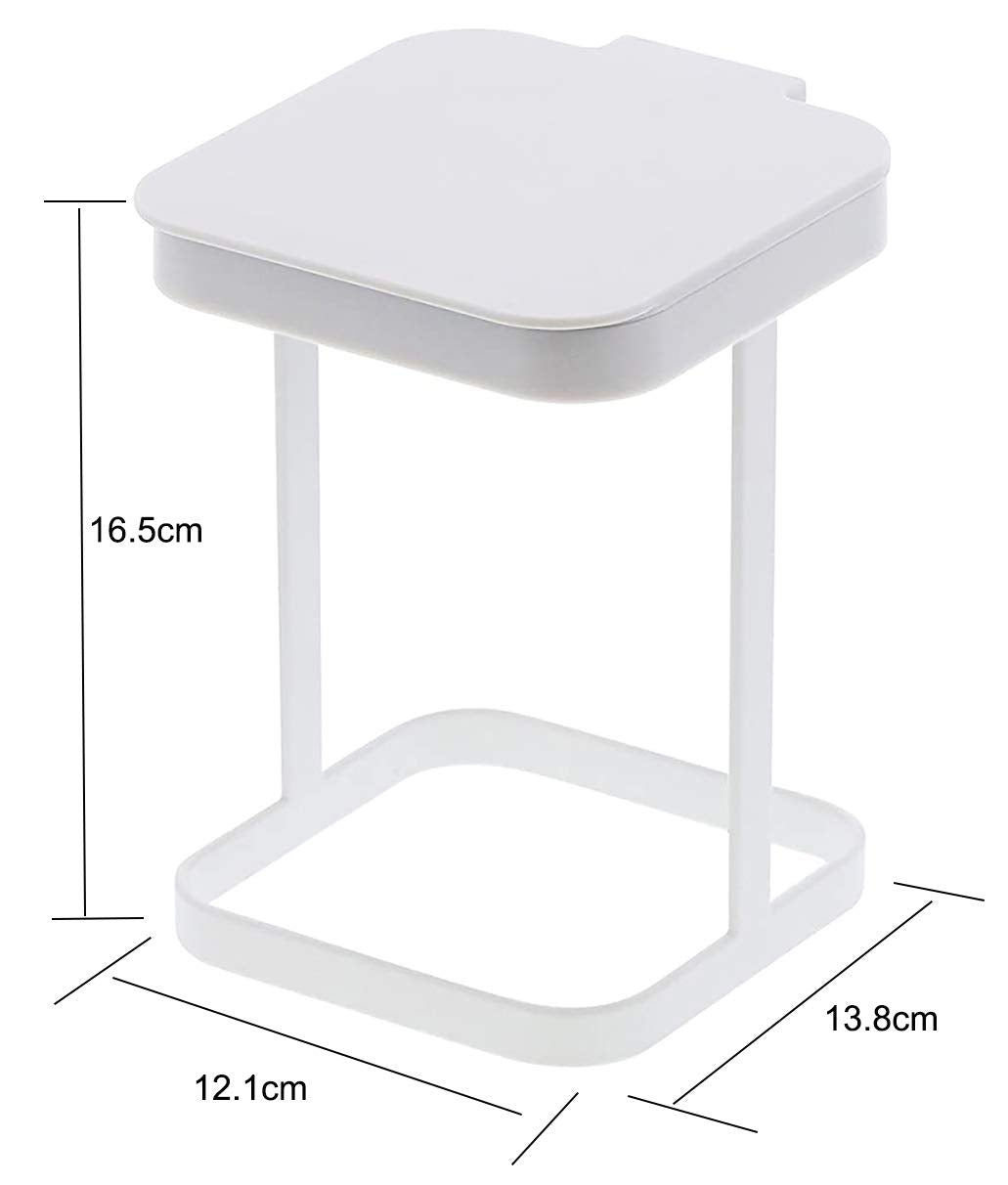 White Kitchen Bedroom Trash Can Rack - 1 Piece Waste Bin Holder for Home Kitchen Use V1258-DP02-BOL-286