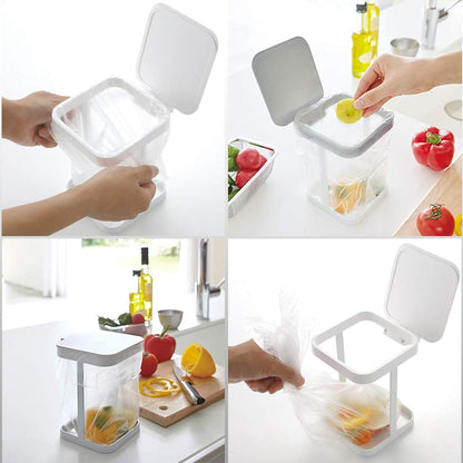 White Kitchen Bedroom Trash Can Rack - 1 Piece Waste Bin Holder for Home Kitchen Use V1258-DP02-BOL-286