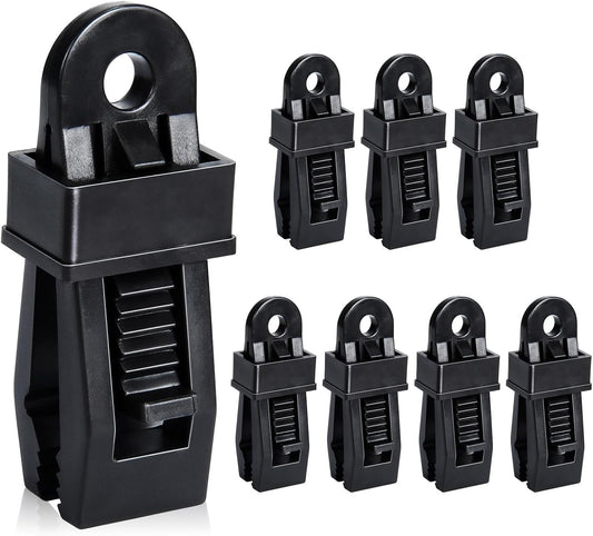 8 Pack Black Tarp Clips with Eyelets Heavy Duty Tent Canvas Clamps for Camping Caravan Awning Boat Outdoor Use V1258-DP02-BOL-29