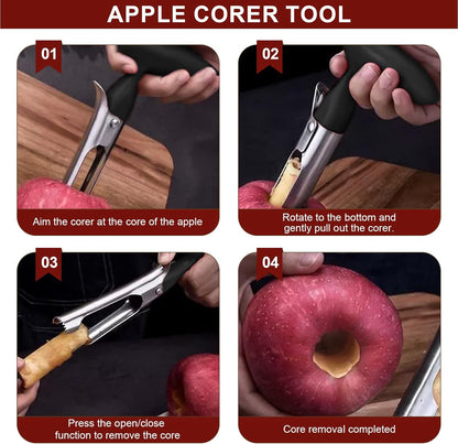 1 Piece Black Stainless Steel Fruit and Vegetable Corer Easy to Press Quick Core Removal Anti-Slip Handle V1258-DP02-BOL-292