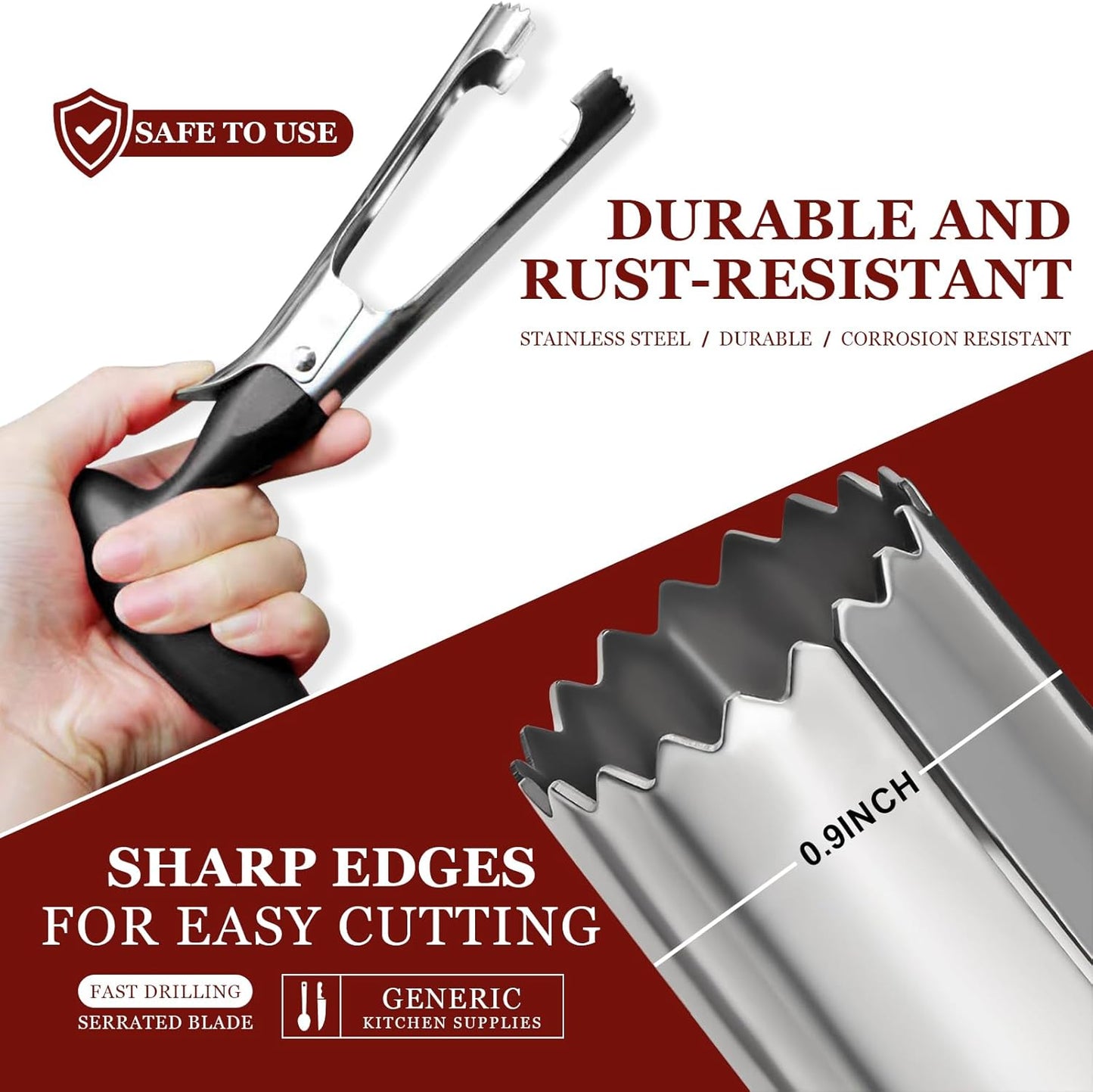1 Piece Black Stainless Steel Fruit and Vegetable Corer Easy to Press Quick Core Removal Anti-Slip Handle V1258-DP02-BOL-292