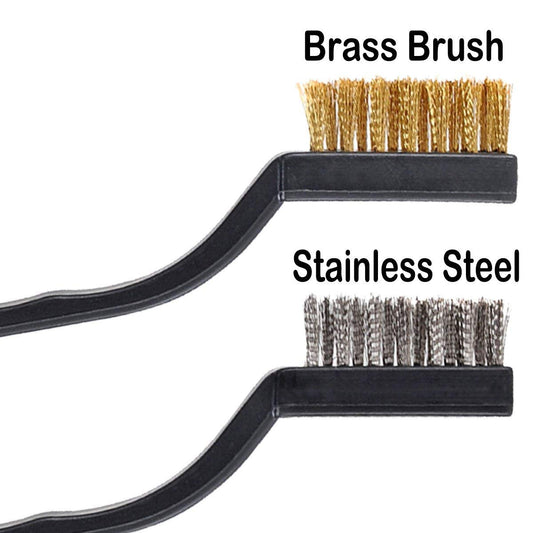 12-Piece Stainless Steel & Brass Wire Brush Set with Scraper and Bent Handle for Cleaning Weld Slag and Rust V1258-DP02-BOL-293