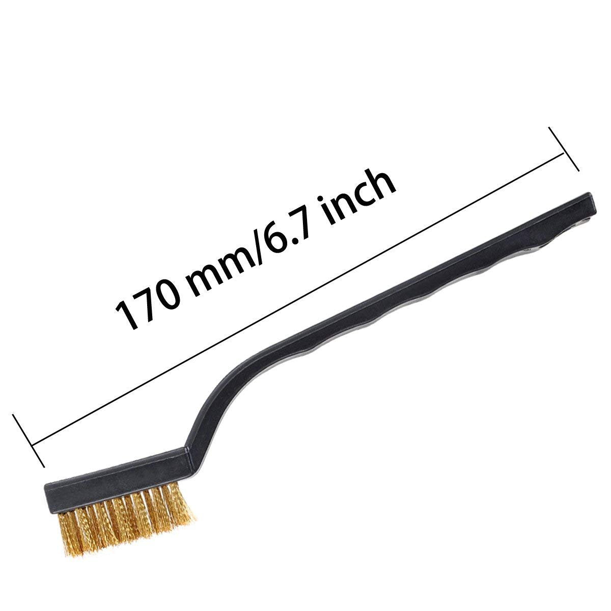 12-Piece Stainless Steel & Brass Wire Brush Set with Scraper and Bent Handle for Cleaning Weld Slag and Rust V1258-DP02-BOL-293