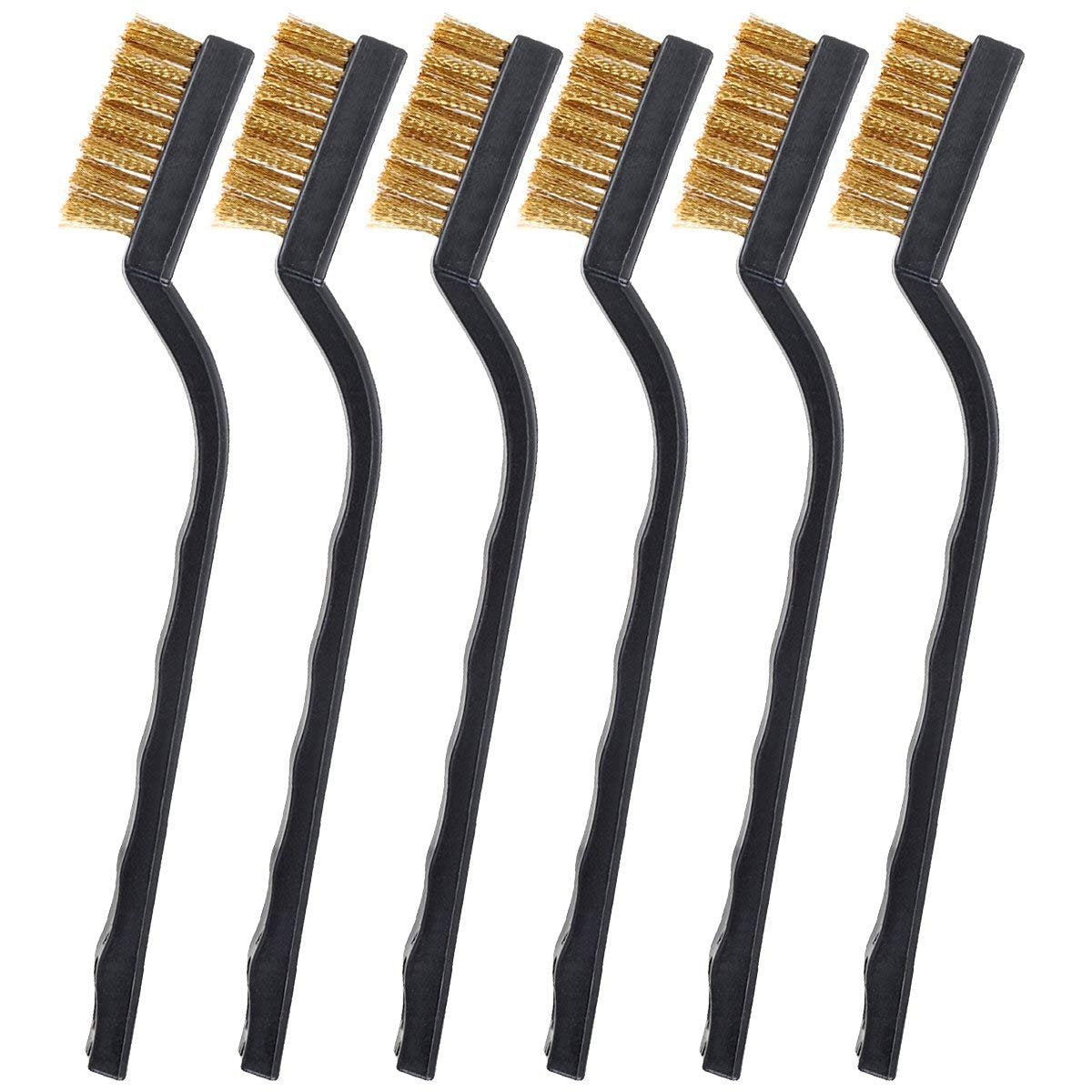 12-Piece Stainless Steel & Brass Wire Brush Set with Scraper and Bent Handle for Cleaning Weld Slag and Rust V1258-DP02-BOL-293