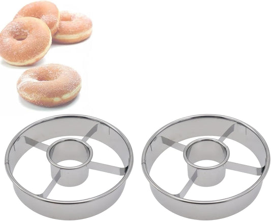 2 Pack 3.86 Inch Stainless Steel Donut Molds Professional Baking Tools for Perfect Donuts Bagels Cookies and V1258-DP02-BOL-297