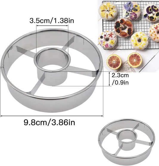 2 Pack 3.86 Inch Stainless Steel Donut Molds Professional Baking Tools for Perfect Donuts Bagels Cookies and V1258-DP02-BOL-297