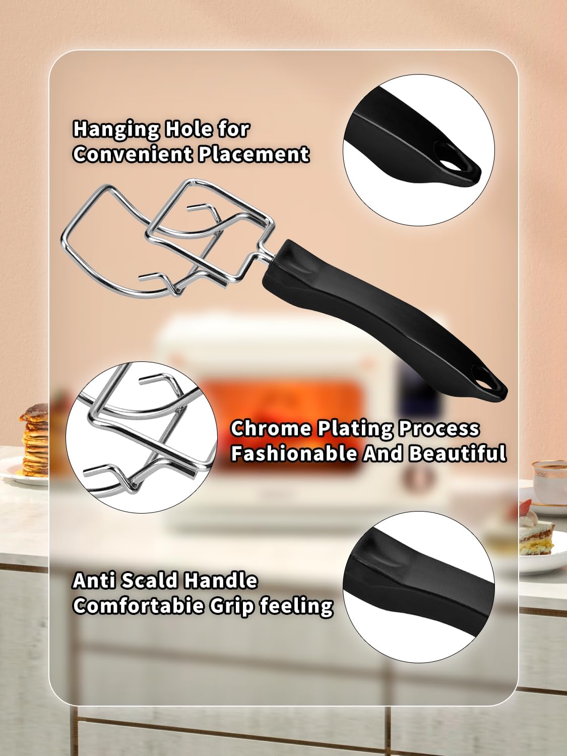 2-Piece Air Fryer Oven Baking Tray Puller Set - Oven Rack Puller Clip Handle Accessory for Air Fryers and V1258-DP02-BOL-298