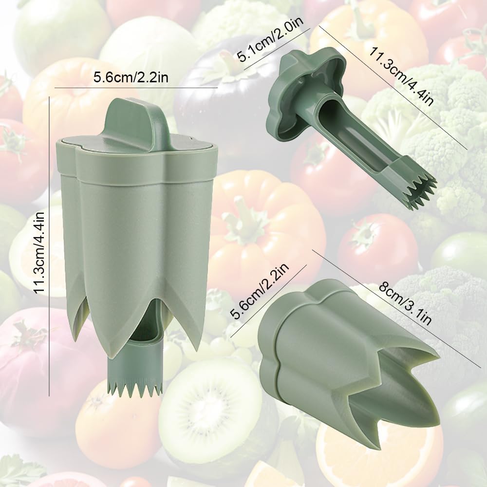 2-in-1 Green Capsicum Slicer and Seed Remover Tool - Fast Vegetable Seed Extractor Kitchen Gadget for Paprika V1258-DP02-BOL-299