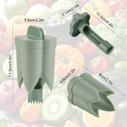 2-in-1 Green Capsicum Slicer and Seed Remover Tool - Fast Vegetable Seed Extractor Kitchen Gadget for Paprika V1258-DP02-BOL-299