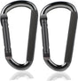 2 Pack Aluminum Black D-Shaped Carabiner 8cm - Camping Outdoor Keychain Clip for Backpack Keys V1258-DP02-BOL-30