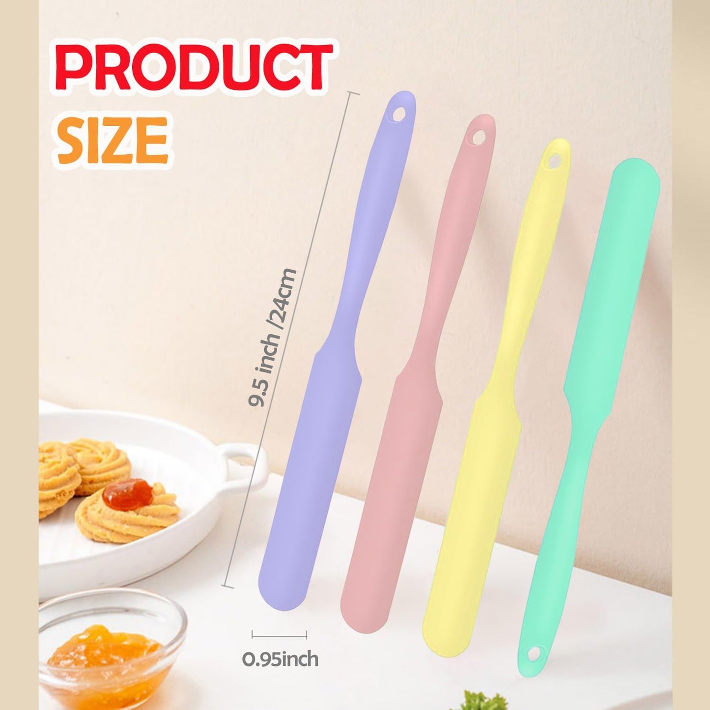 4 Piece Silicone Scraper Set 24cm Flexible Spatulas for Mixing Spreading Jars Bottles V1258-DP02-BOL-300