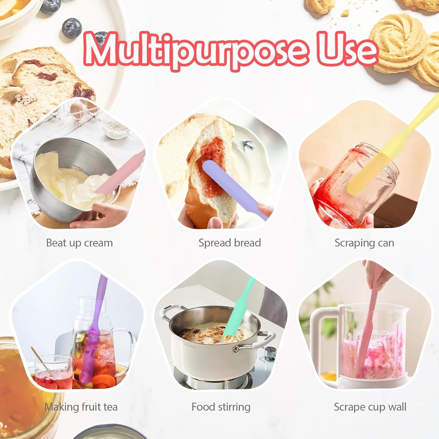 4 Piece Silicone Scraper Set 24cm Flexible Spatulas for Mixing Spreading Jars Bottles V1258-DP02-BOL-300