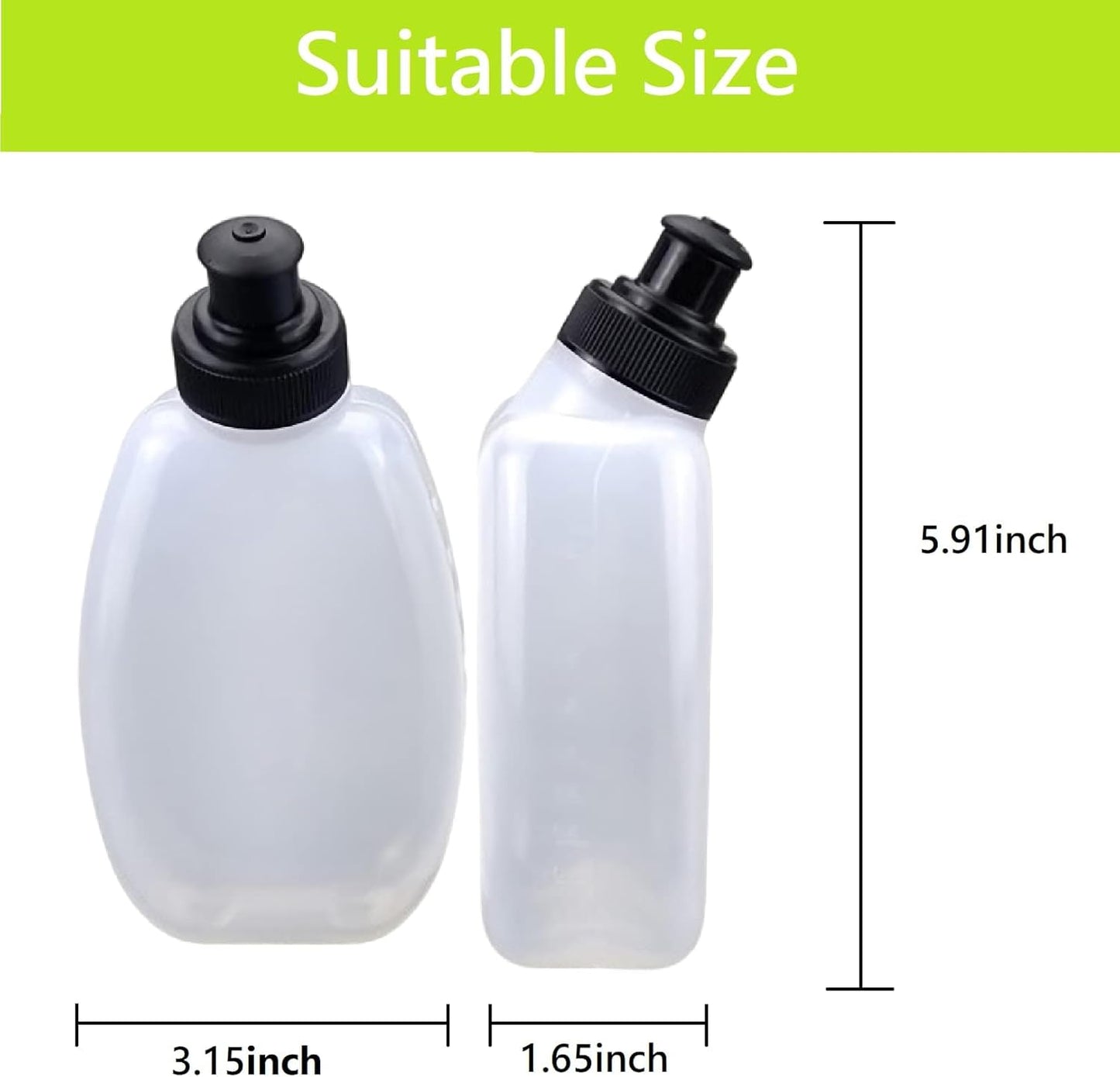 Running Belt Water Bottles 2 Pack Small Running Bidon with One-Handed Slide Lid Perfect Fit 100% Leakproof V1258-DP02-BOL-303