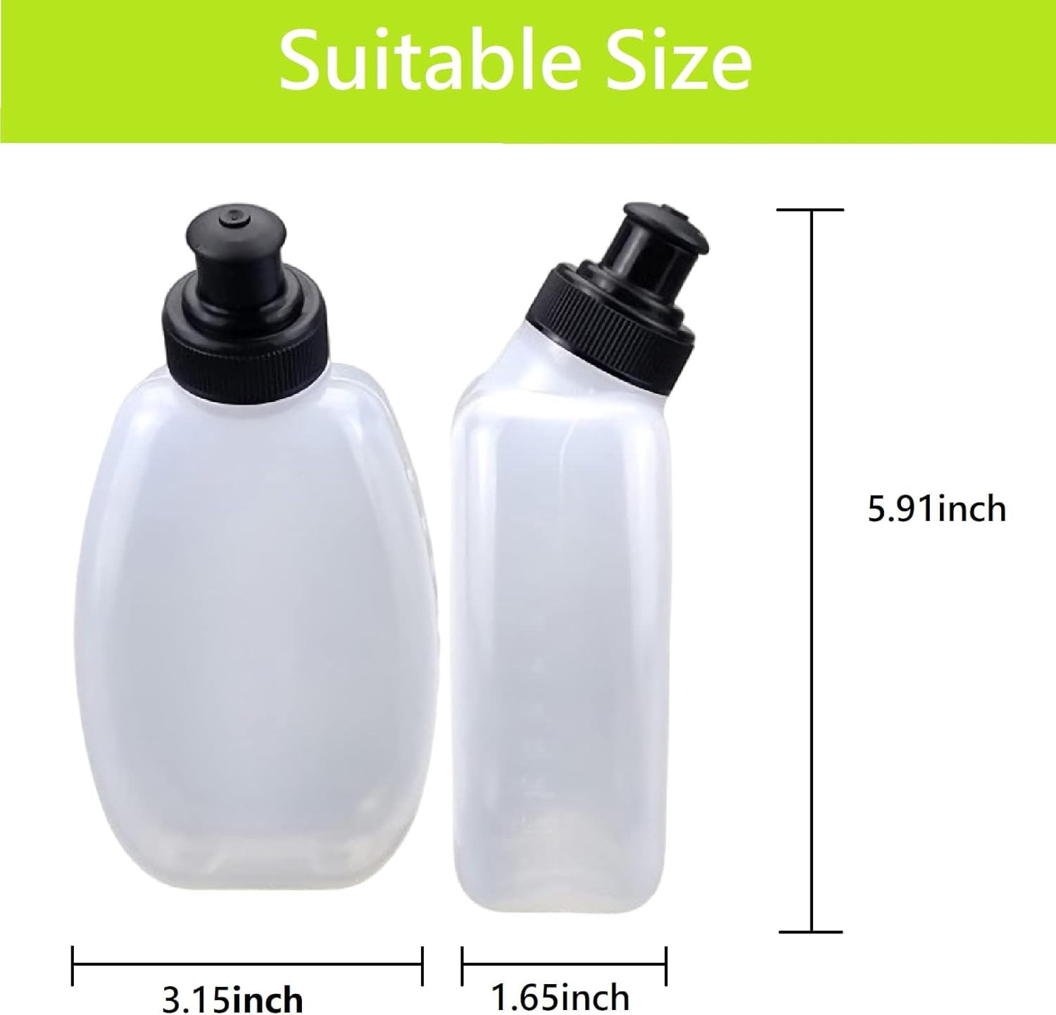 Running Belt Water Bottles 2 Pack Small Running Bidon with One-Handed Slide Lid Perfect Fit 100% Leakproof V1258-DP02-BOL-303