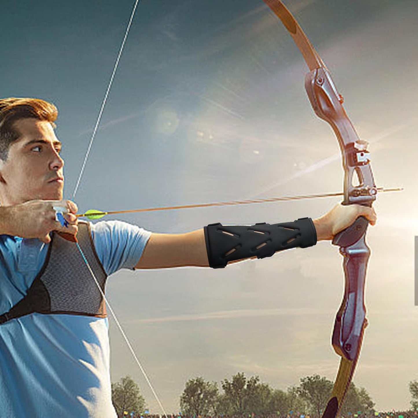 Archery Arm Guards - 1 Piece - Black - Adjustable - Wrist & Forearm Protection - Unisex - Suitable for Teens V1258-DP02-BOL-304