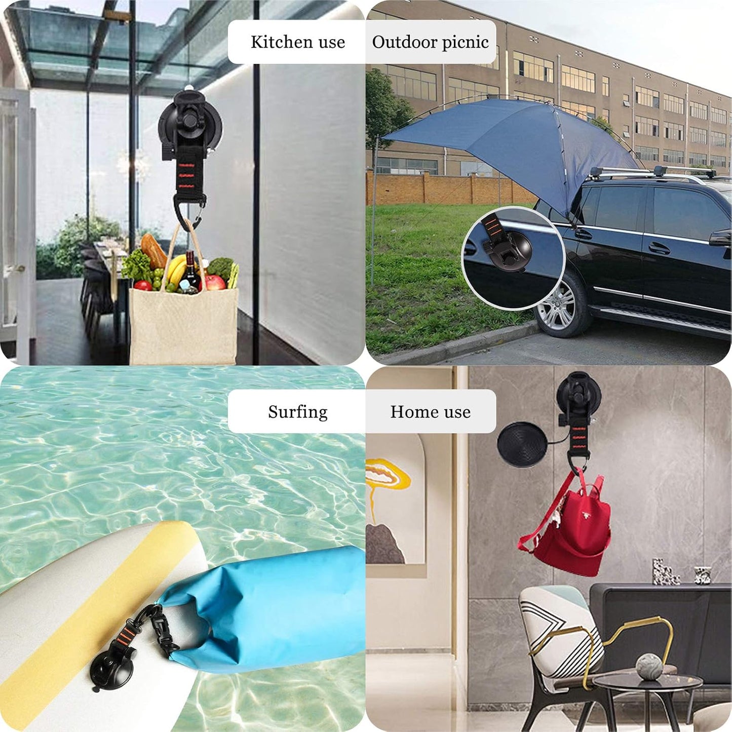 Strong Suction Hooks 4 Pack for Caravans Boats Window Glass - Heavy Duty Mounting Hooks with Fasteners - V1258-DP02-BOL-305