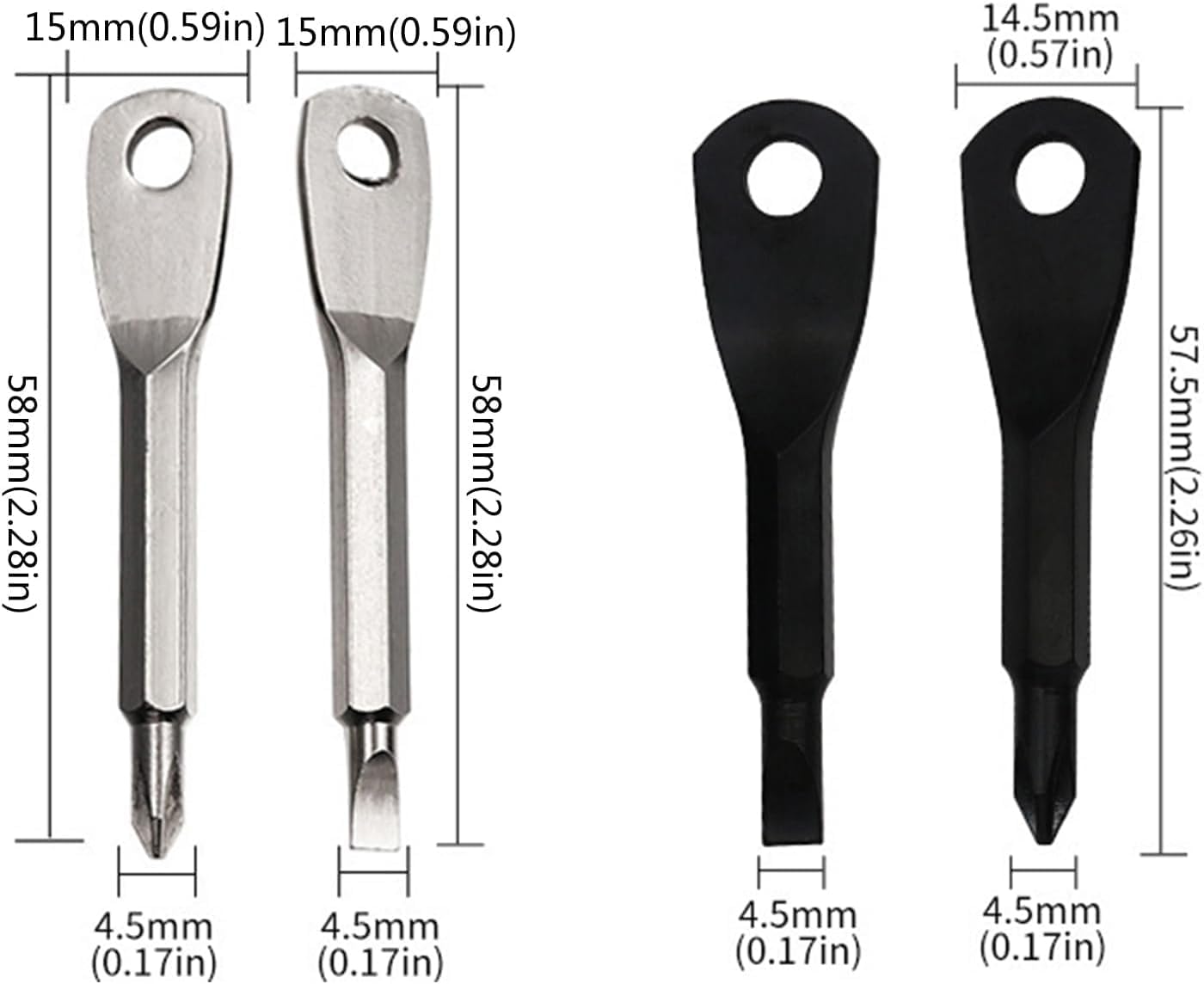 2-in-1 Keychain Screwdriver - Mini Double-Ended Flat & Cross Head - Stainless Steel - Pocket-Sized Tool - V1258-DP02-BOL-31