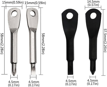 2-in-1 Keychain Screwdriver - Mini Double-Ended Flat & Cross Head - Stainless Steel - Pocket-Sized Tool - V1258-DP02-BOL-31