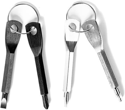 2-in-1 Keychain Screwdriver - Mini Double-Ended Flat & Cross Head - Stainless Steel - Pocket-Sized Tool - V1258-DP02-BOL-31