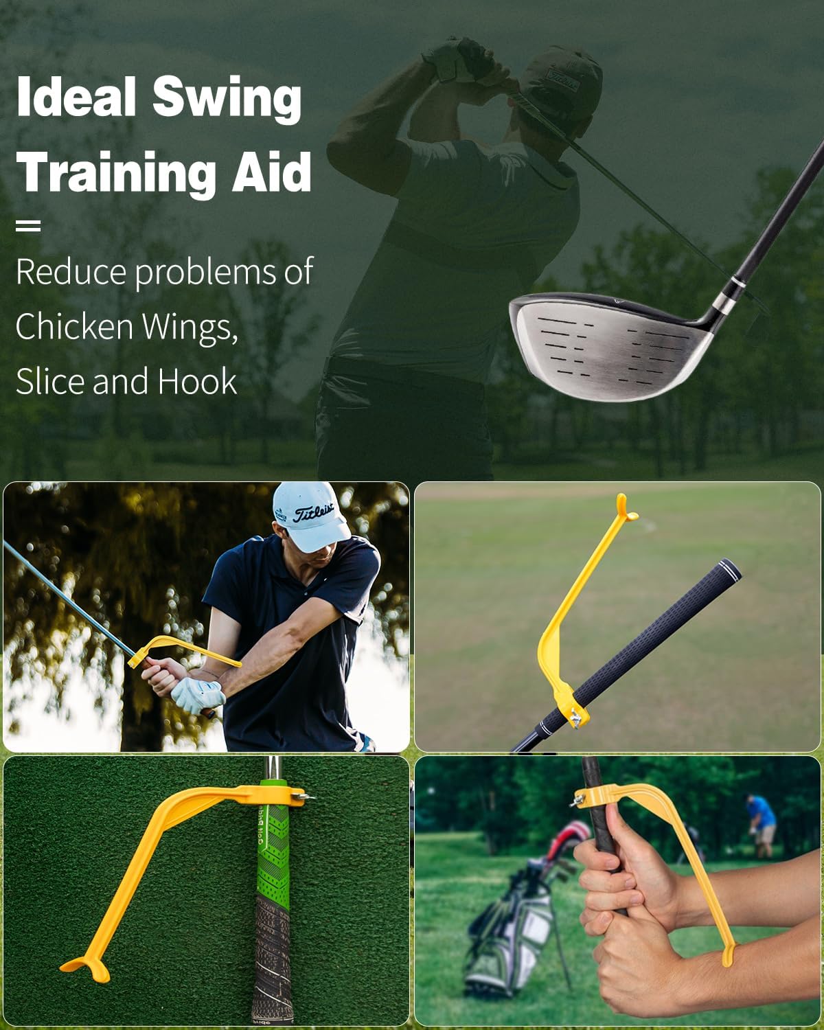 Golf Wrist Trainer Yellow 1 Pack Swing Correction Tool for Beginners Arm Elbow Position Training Accessory V1258-DP02-BOL-310