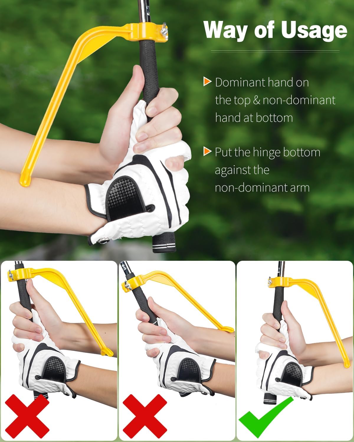 Golf Wrist Trainer Yellow 1 Pack Swing Correction Tool for Beginners Arm Elbow Position Training Accessory V1258-DP02-BOL-310