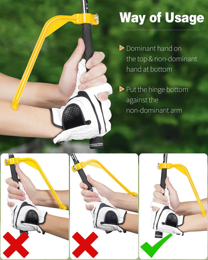 Golf Wrist Trainer Yellow 1 Pack Swing Correction Tool for Beginners Arm Elbow Position Training Accessory V1258-DP02-BOL-310