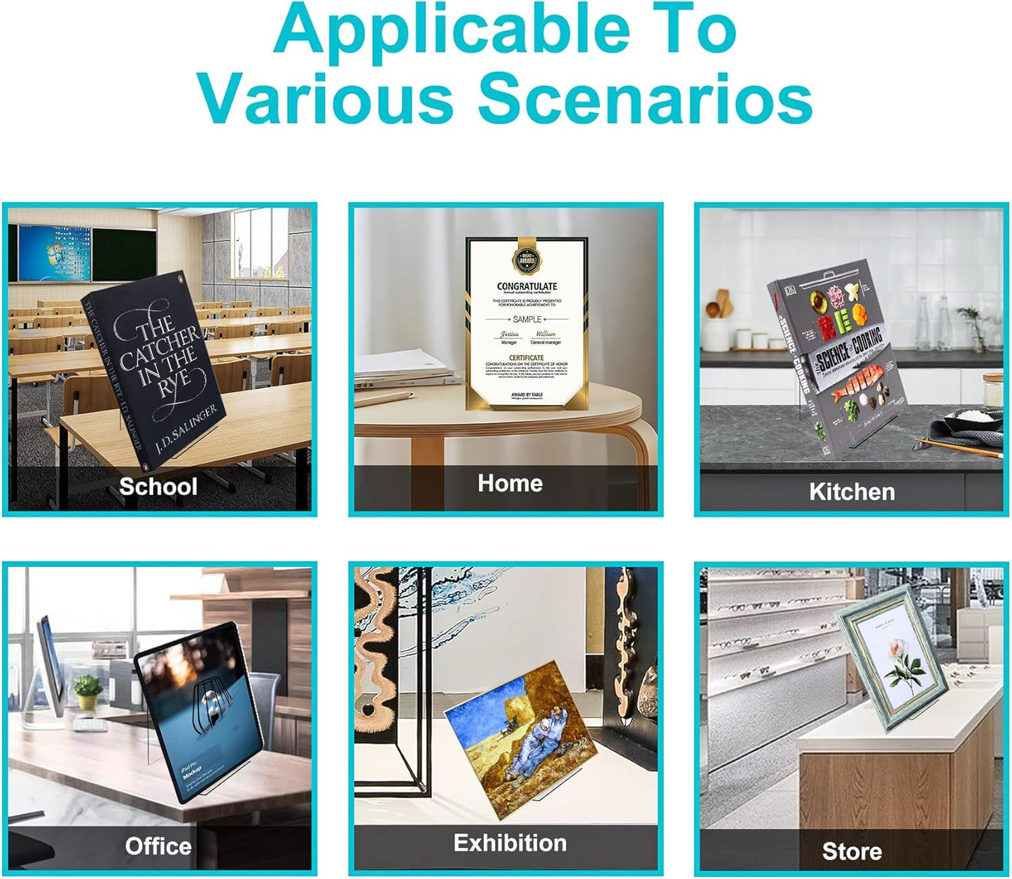 4-Pack Acrylic Open Shelving Unit - Transparent Display Rack for Books Photos Artworks - Multi-Purpose Tablet V1258-DP02-BOL-311