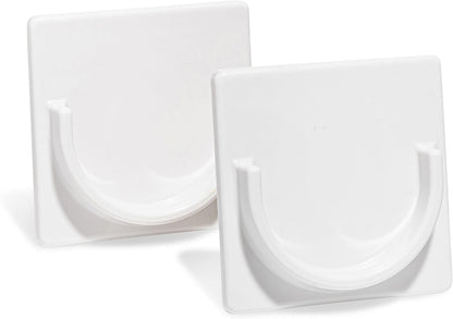 2 Pack White No Drill Shower Curtain Rod Holder Self Adhesive Wall Mounted Bracket V1258-DP02-BOL-313