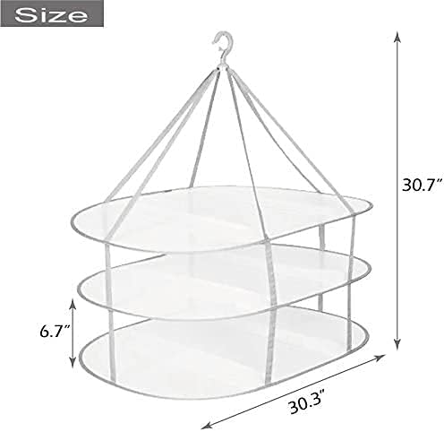3-Tier Folding Clothes Drying Rack for Flat Drying Wool & Sweaters - Maintains Shape & Prevents Stretching - V1258-DP02-BOL-315