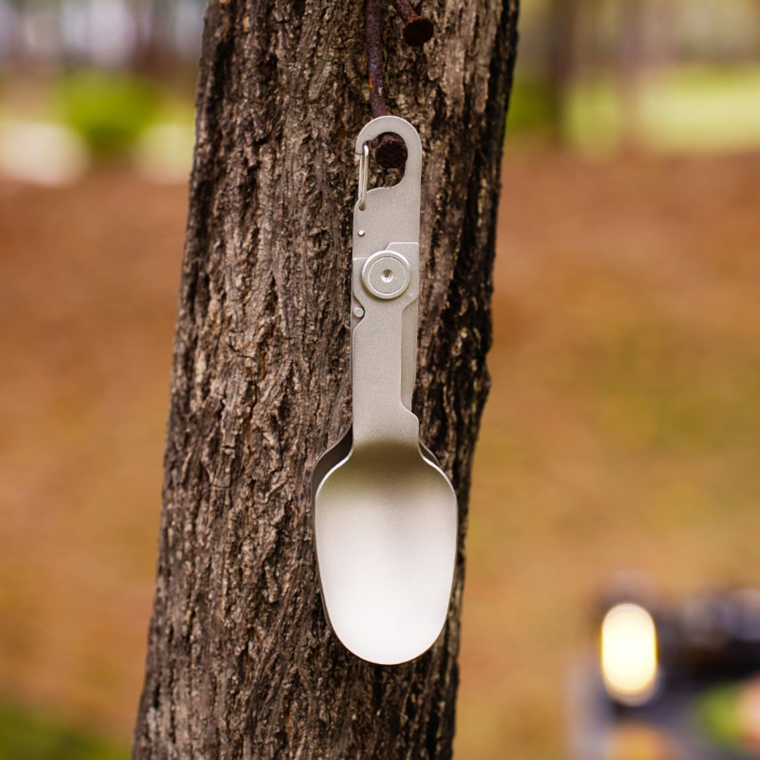 2-in-1 Folding Titanium Cutlery 13cm Silver Camping Spoon & Fork Lightweight Travel Outdoor Utensil V1258-DP02-BOL-32