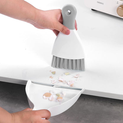 Compact Broom and Dustpan Set with Mini Hand Brush - Portable Cleaning Kit for Home Office Desks Keyboards V1258-DP02-BOL-322