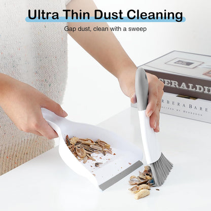 Compact Broom and Dustpan Set with Mini Hand Brush - Portable Cleaning Kit for Home Office Desks Keyboards V1258-DP02-BOL-322