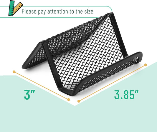 4 Pack Black Metal Business Card Holder - Office Desk Card Holder - Professional Business Card Case V1258-DP02-BOL-325