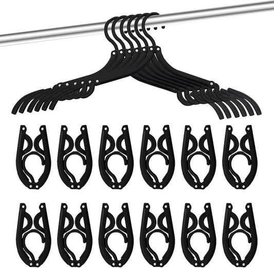 Folding Travel Hangers 12 Pack - Portable Cruise Essentials - Lightweight Collapsible Clothes Hangers for V1258-DP02-BOL-330