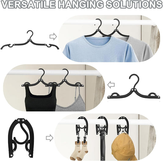 Folding Travel Hangers 12 Pack - Portable Cruise Essentials - Lightweight Collapsible Clothes Hangers for V1258-DP02-BOL-330